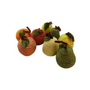 Rope Wrapped Artificial Fruit Set Of 8